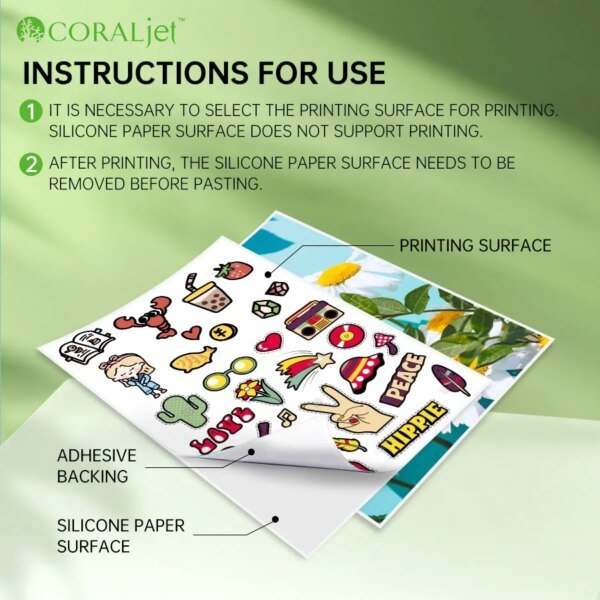 Papel Sticker para calcomanías, autoadhesivo, brillante. Para Inkjet (Glossy Sticker Paper)