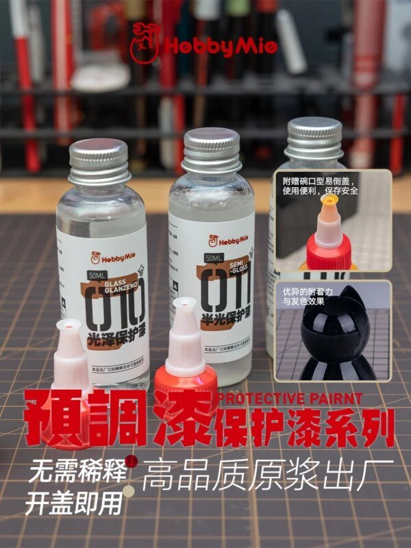 Pintura Protectora HOBBY MIO - 50ml Transparente Brillante/Mate/Semi-Gloss para Modelismo