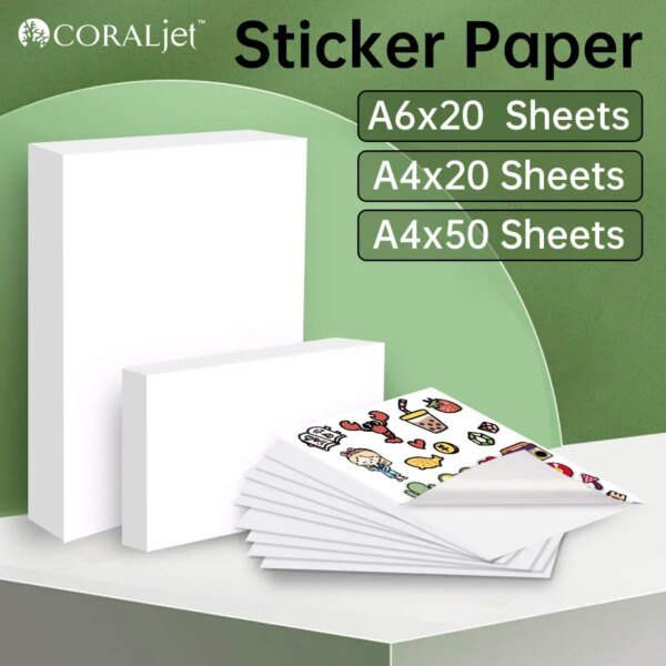 Papel Sticker para calcomanías, autoadhesivo, brillante. Para Inkjet (Glossy Sticker Paper)