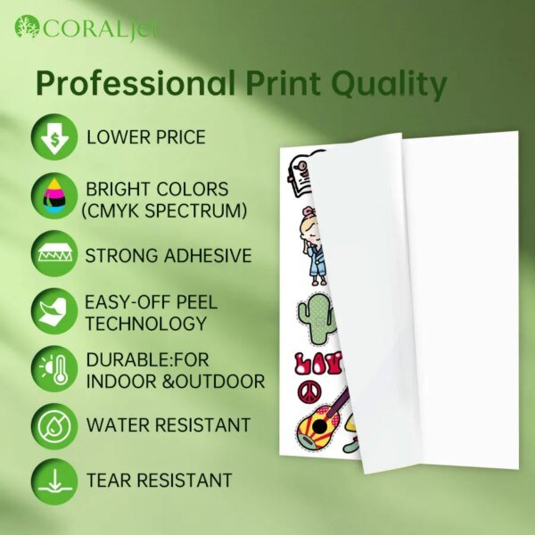 Papel Sticker para calcomanías, autoadhesivo, brillante. Para Inkjet (Glossy Sticker Paper)